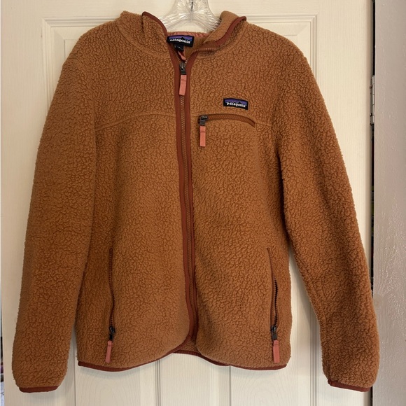 Patagonia Women’s Retro Pile Brown Shearling Fleece Hooded Jacket - Picture 1 of 6